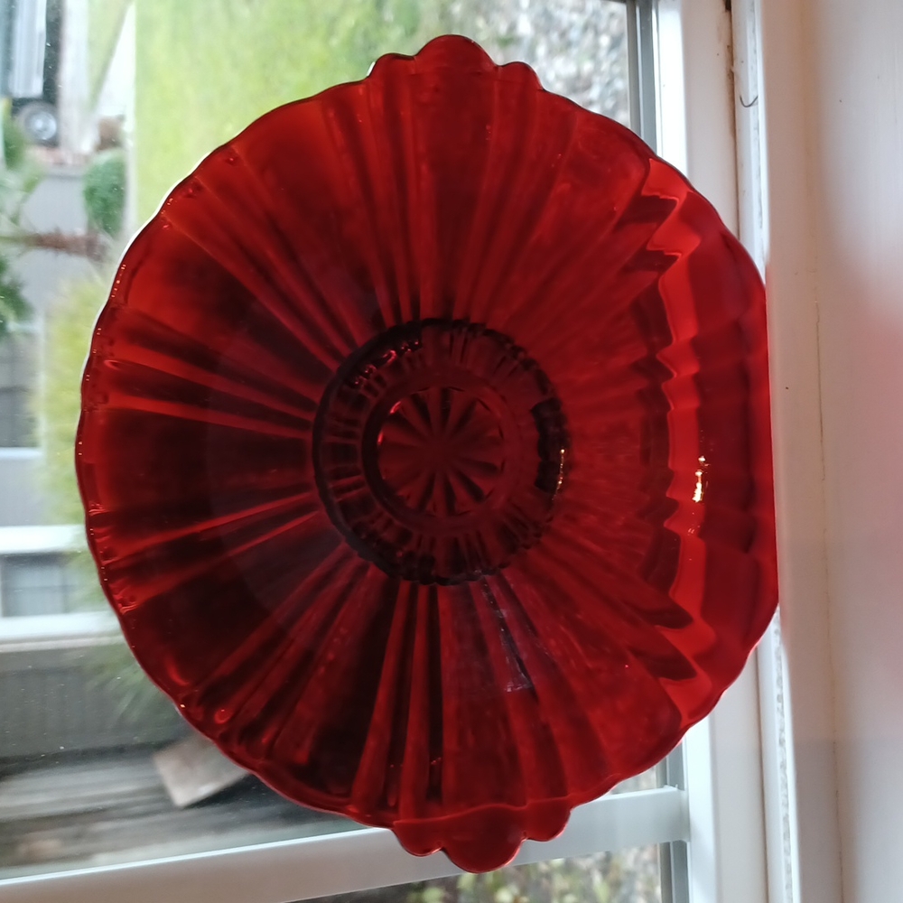 ❤Anchor Hocking Old Cafe Royal Ruby Red Shallow Candy Dish